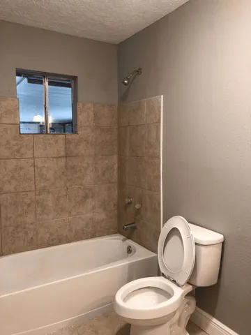 a bathroom with a toilet a sink and bathtub
