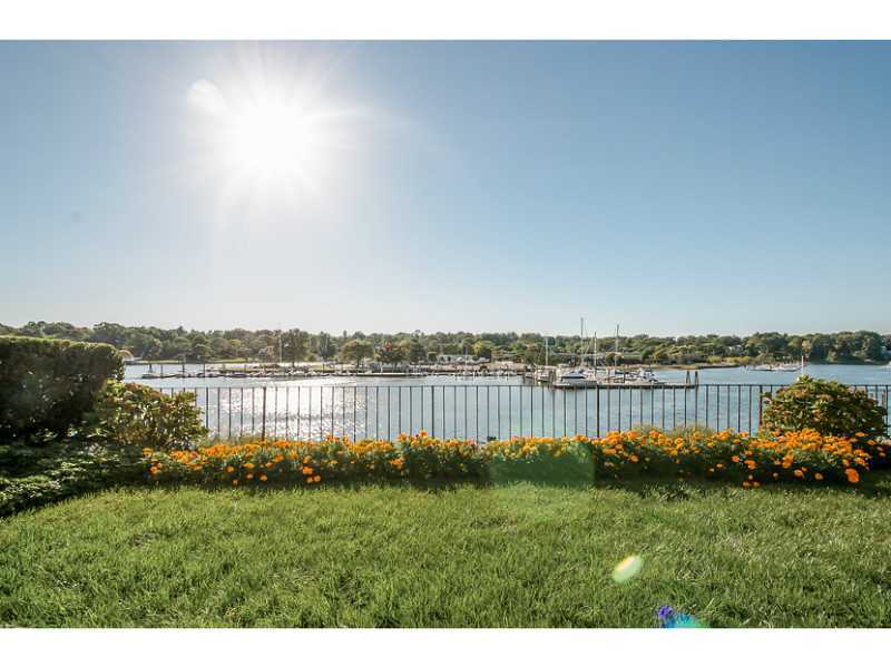 a view of a lake from a yard