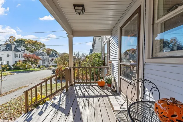 a view of balcony with furniture