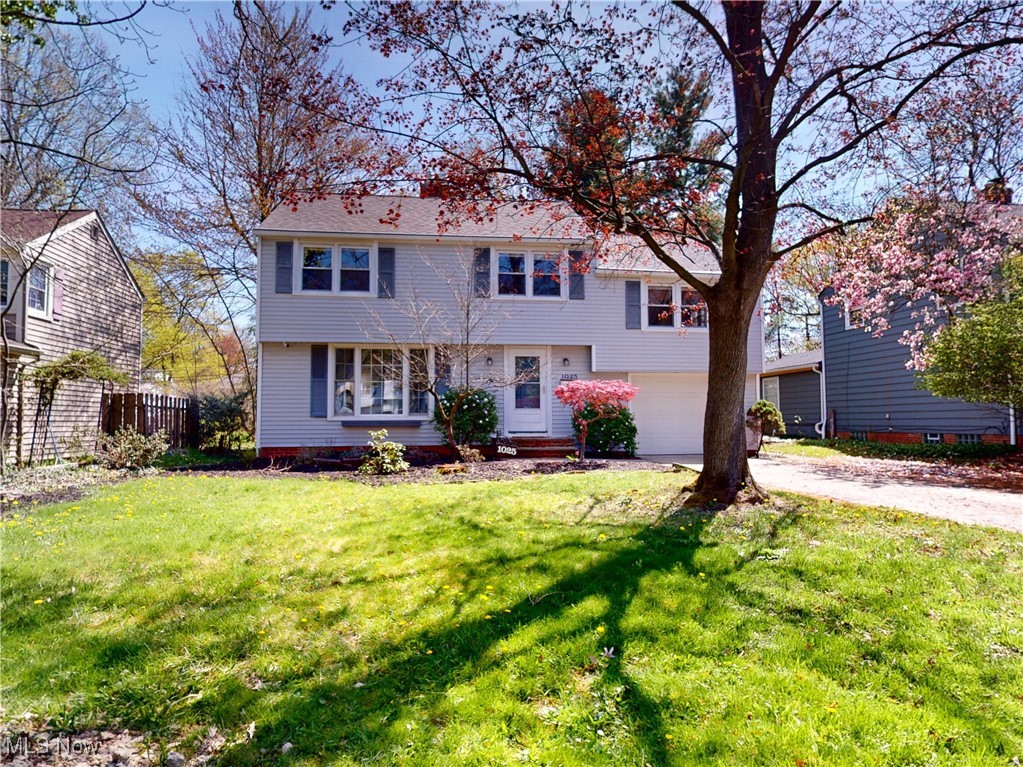 1025 Professor Road Cleveland, OH 44124 - Photo 1 of 34 Colonial-style house with fence, concrete driveway, a front yard, and an attached garage