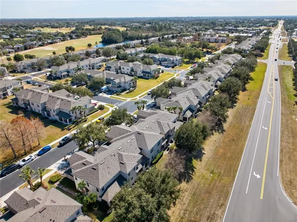 an aerial view of multiple house