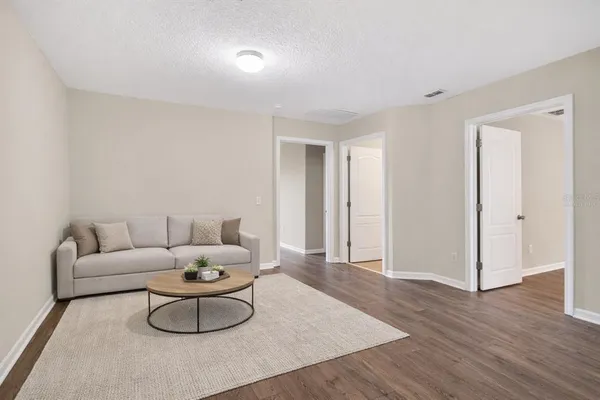 a living room with furniture