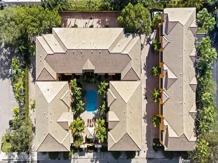 an aerial view of a house