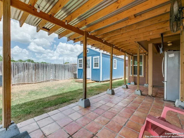 a view of porch with seating space