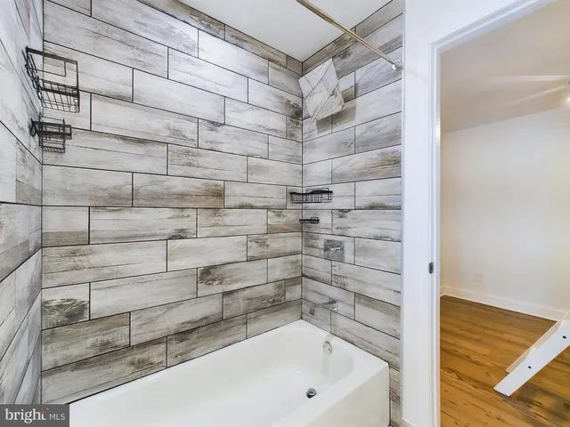 a bathroom with a bathtub