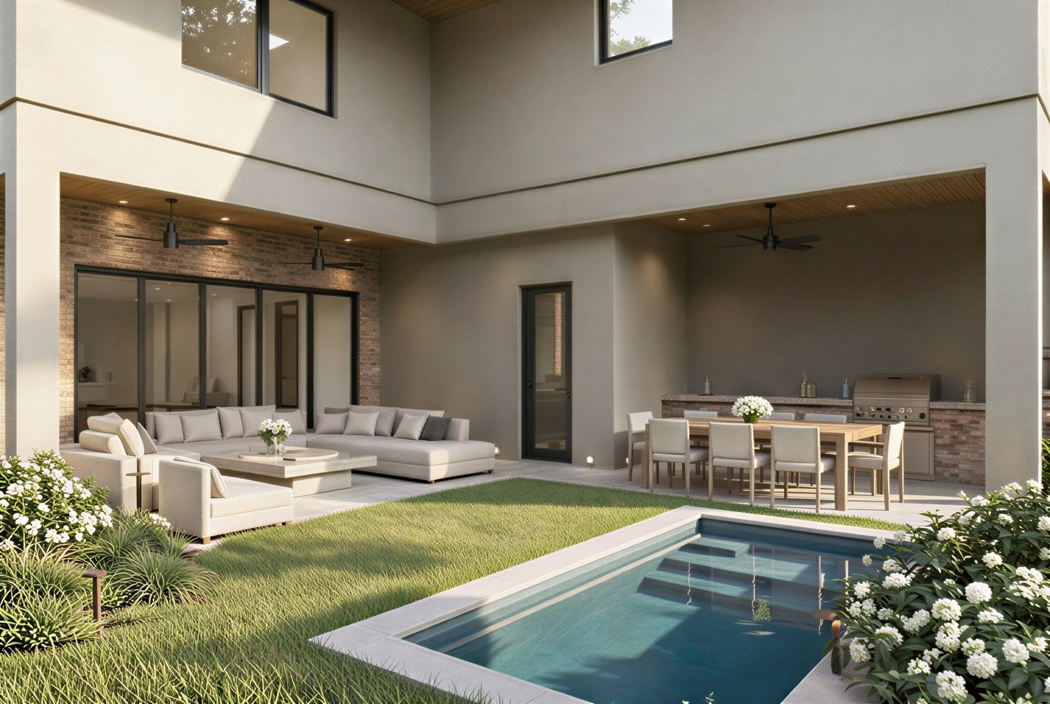 2247 Chilton Road Houston, TX 77019 - Photo 10 of 12 Rendering: Back yard with pool. (Pool is optional and not included in base price)