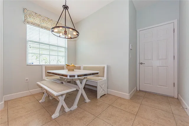 a table and chairs in a room