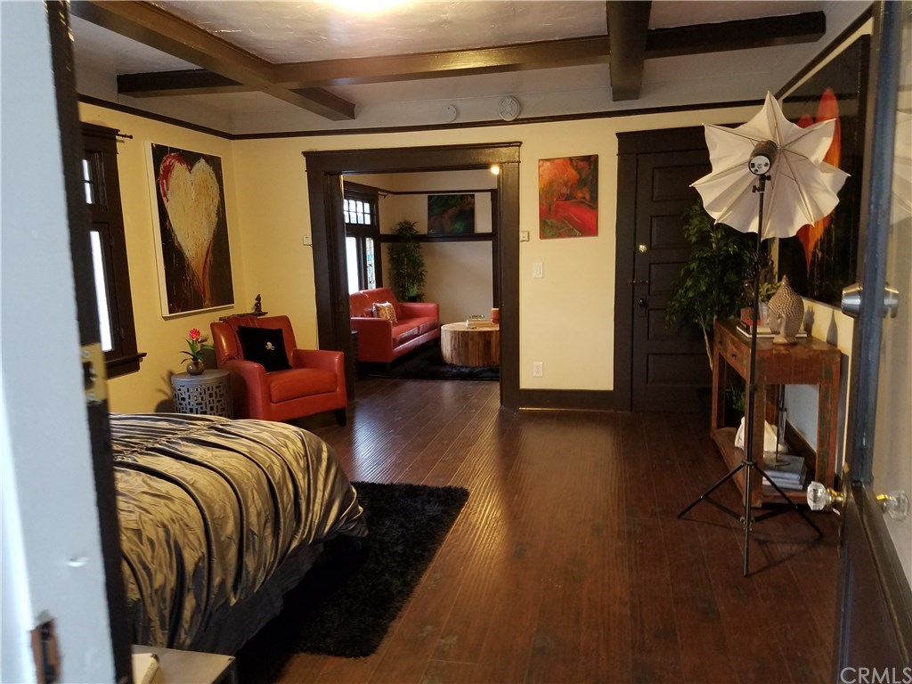 421 West 3rd Street Long Beach, CA 90802 - Photo 24 of 35 Exposed Beam on Ceilings. Large pocket door separating living space from sleeping space