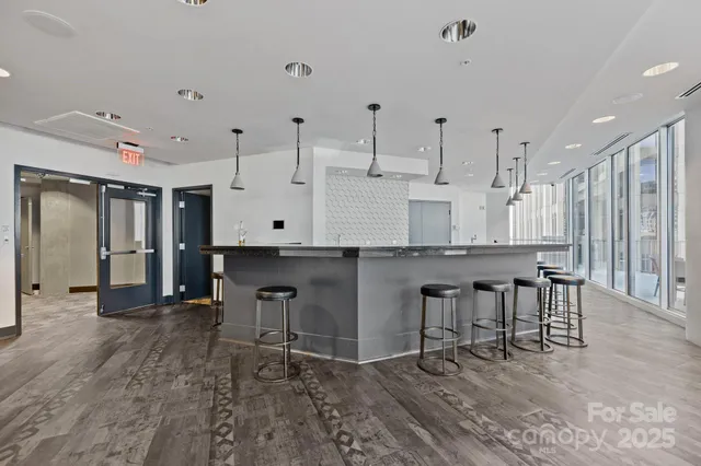 a view of a building with a street