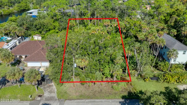 an aerial view of a house