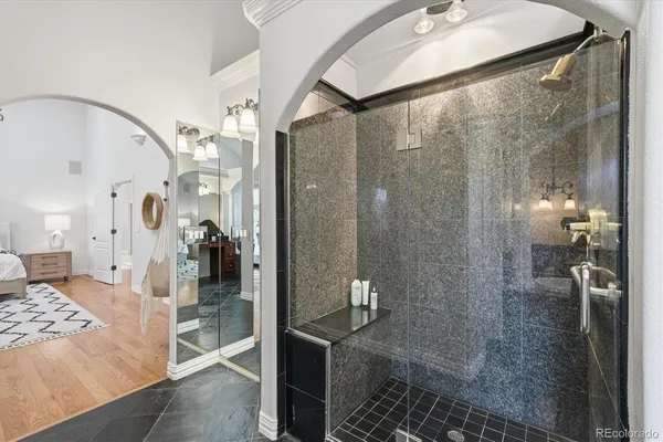 a bathroom with a shower