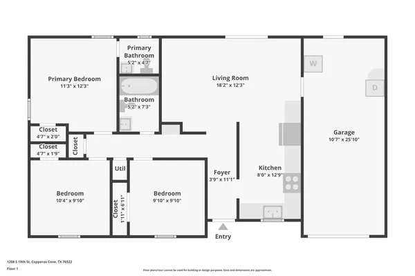 $1,525 | 1208 South 19th Street, Copperas Cove, TX 76522