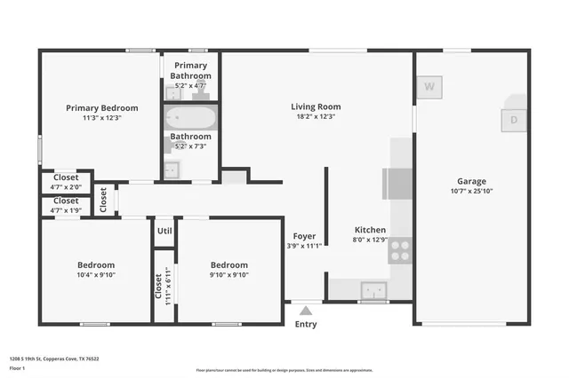 $1,525 | 1208 South 19th Street, Copperas Cove, TX 76522