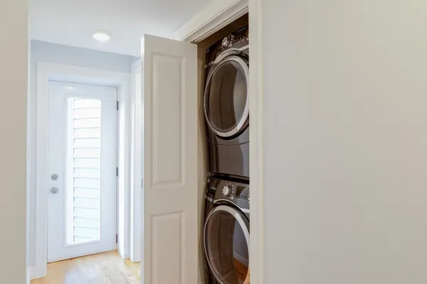 a utility room with dryer and washer