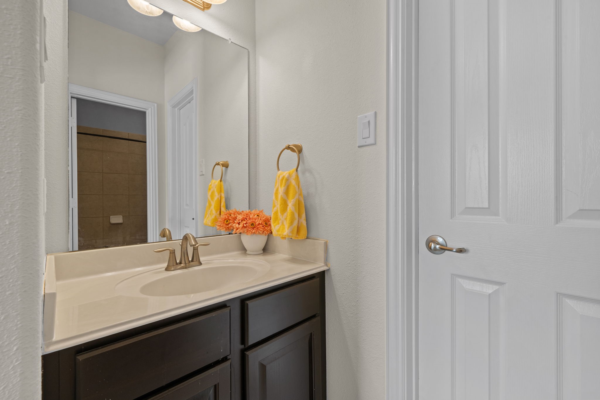 30707 Dodson Trace Drive Spring, TX 77386 - Photo 26 of 43 a bathroom with a sink vanity and a mirror