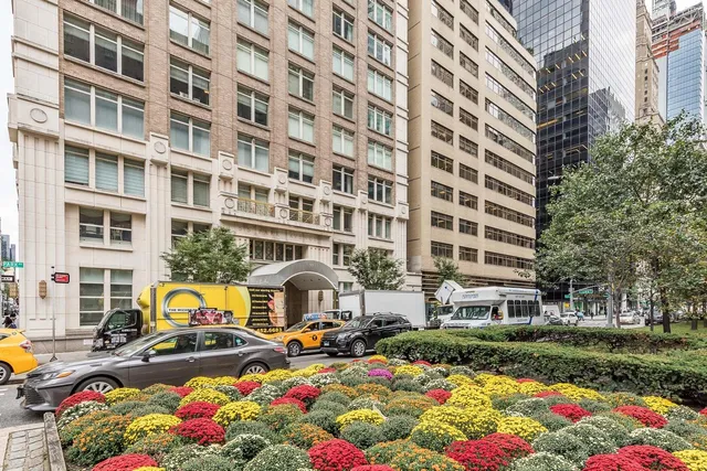 a front view of building with outdoor space