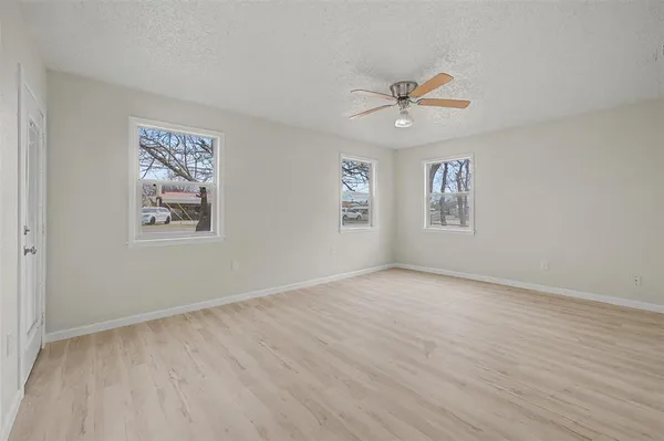 a view of a building with a bench