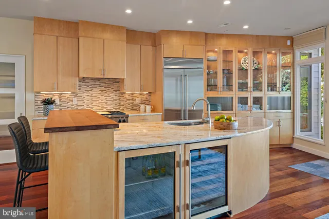 a bedroom with a bed and furniture