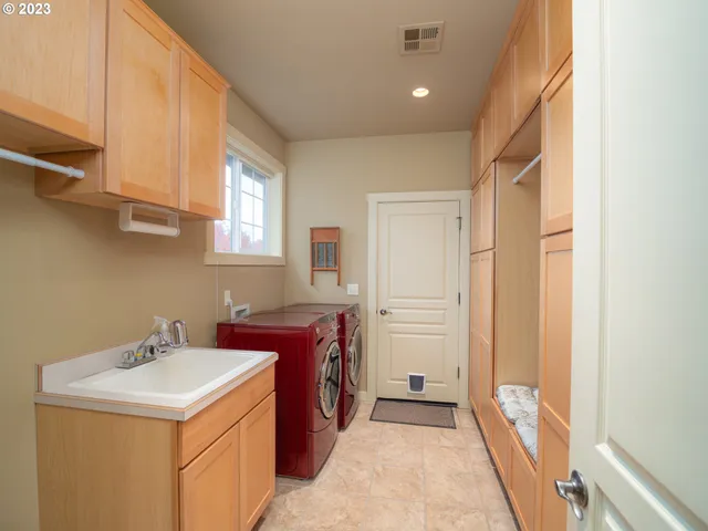 a view of a room with wooden walls