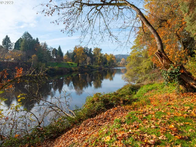 an aerial view of a house with swimming pool