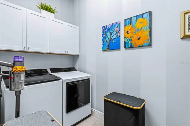 a view of a swimming pool with a garden