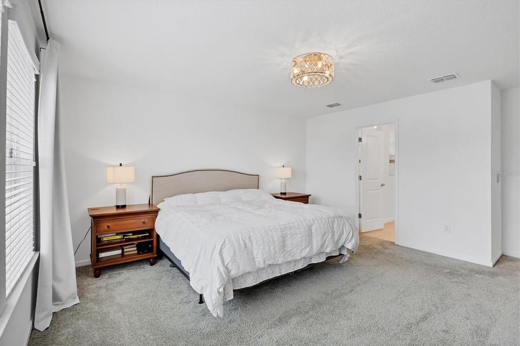 9528 Lamine Way Parrish, FL 34219 - Photo 28 of 58 a bedroom with a bed and a chandelier