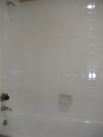 a bathroom with a bathtub