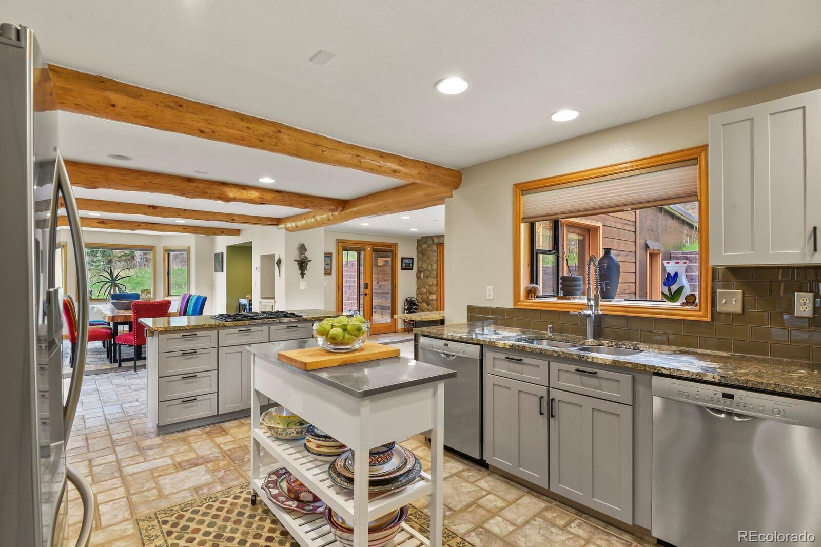 417 Witter Gulch Road Evergreen, CO 80439 - Photo 18 of 50 a kitchen with a sink stove and cabinets