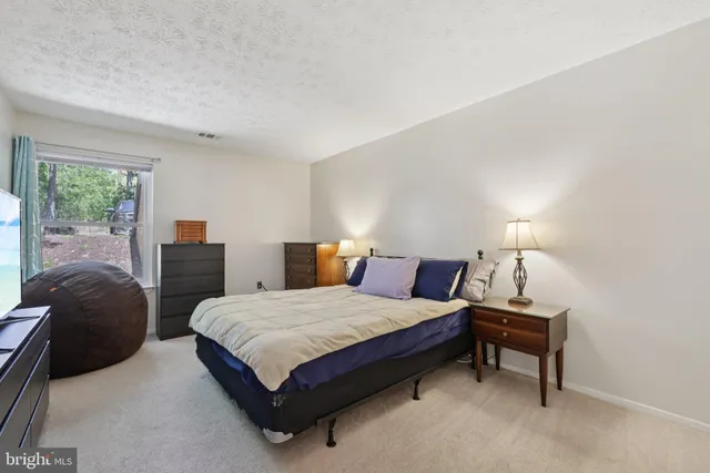 a bedroom with a bed and a walk in closet