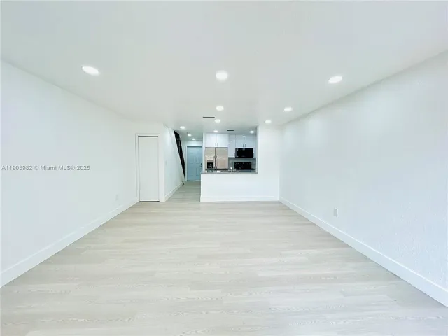 a view of a building from a patio