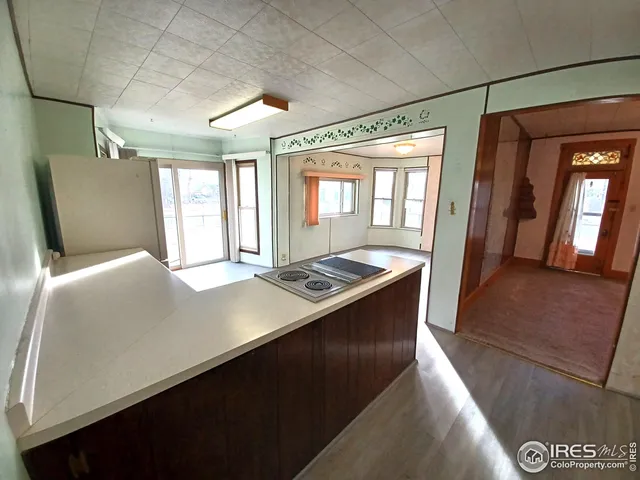 a living room with a large window