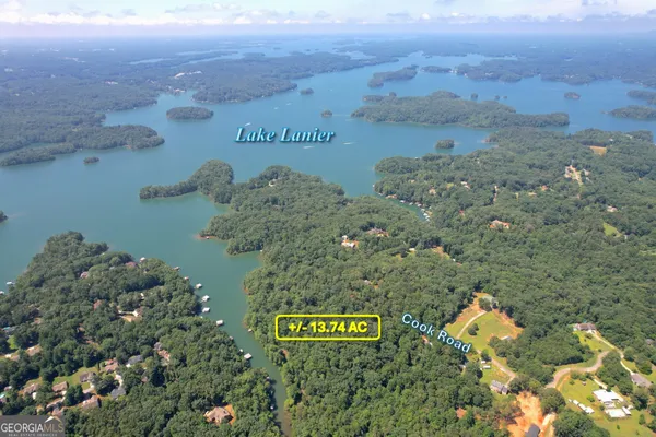 a view of a and covered with lush green forest