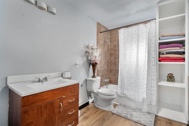 a bathroom with a toilet and a bathtub