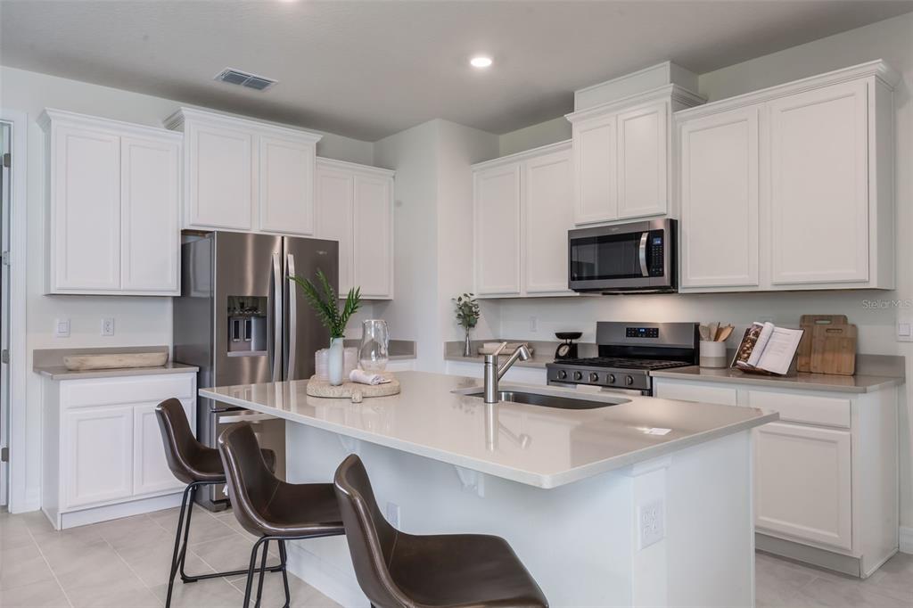3961 Kennebunk Loop Mount Dora, FL 32757 - Photo 10 of 51 a kitchen with stainless steel appliances granite countertop a dining table and chairs