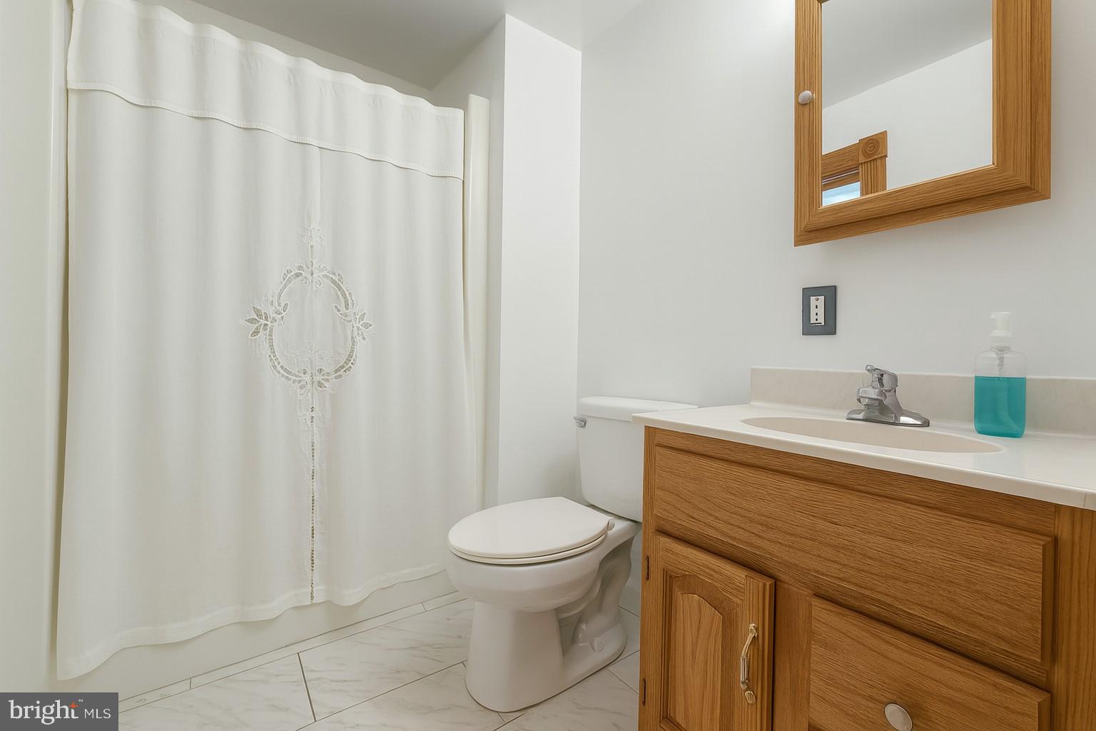 10128 Hummingbird Street Ellerslie, MD 21529 - Photo 9 of 21 a bathroom with a sink a toilet and shower curtain