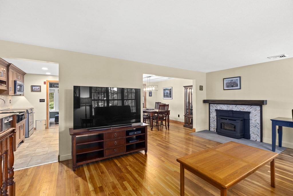 30 Eaton Road Framingham, MA 01701 - Photo 16 of 36 a living room with furniture a flat screen tv and a fireplace