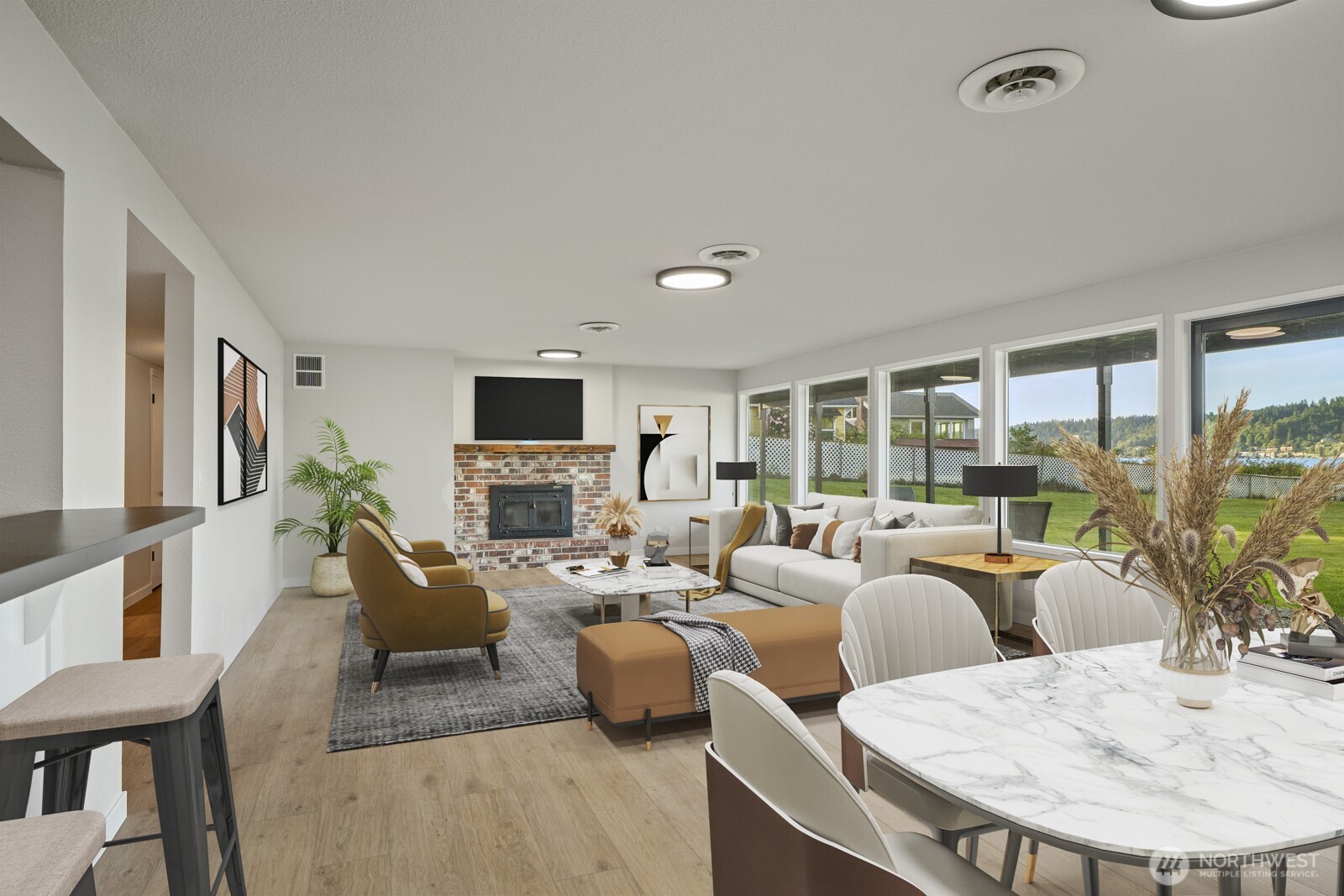 5110 Northwest Sammamish Road Issaquah, WA 98027 - Photo 33 of 40 a living room with furniture large window and a flat screen tv