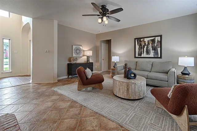 a living room with furniture