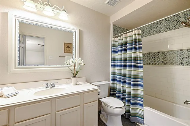 a bathroom with a sink toilet vanity and shower
