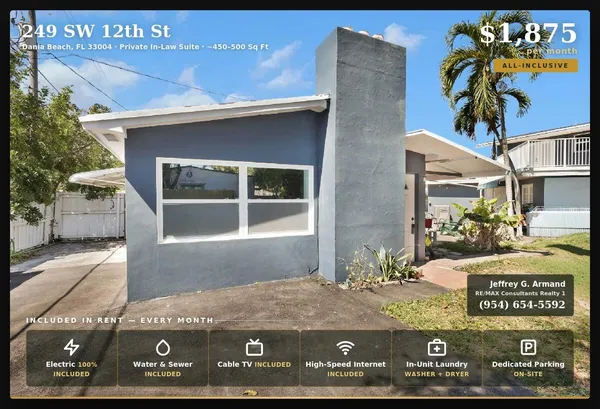 $1,875 | 249 Southwest 12th Street, Unit REAR, Dania Beach, FL 33004