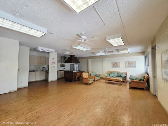 a room with furniture and a large window