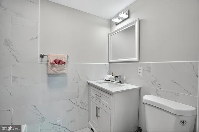 a bathroom with a sink a toilet and vanity