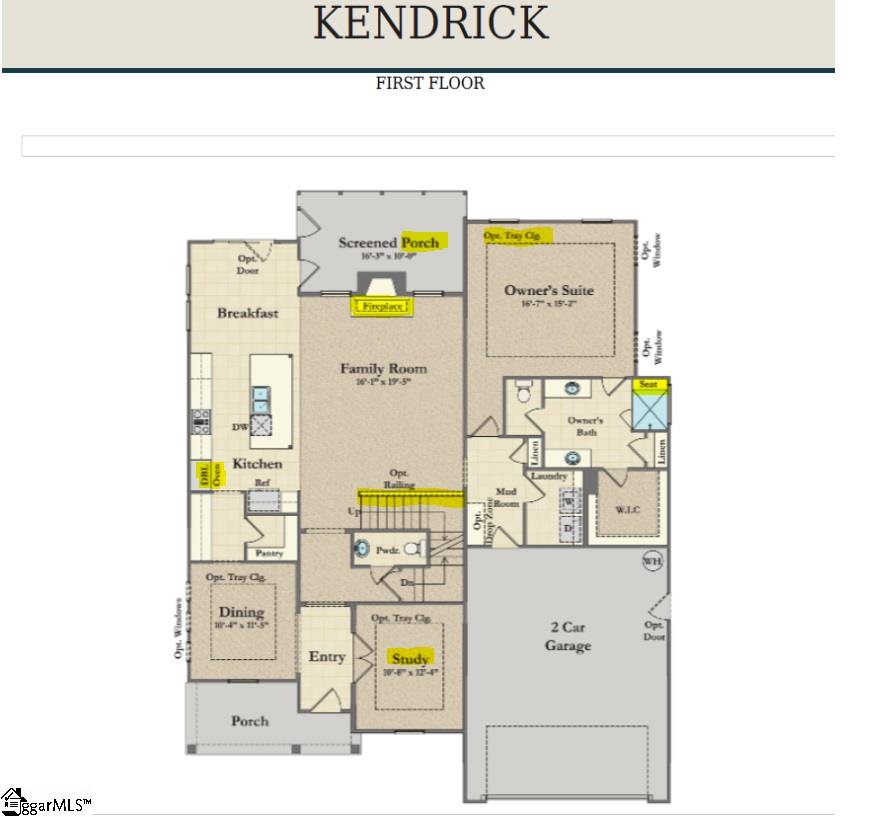 Structural selections for main floor