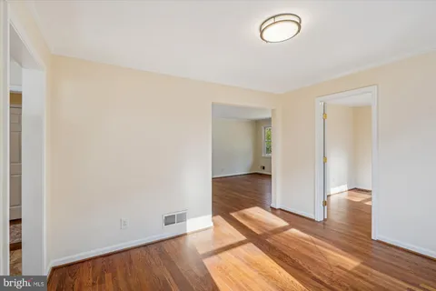 a view of a room with a window