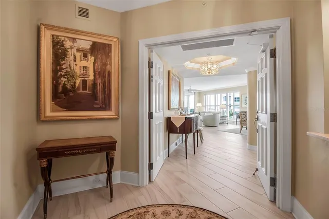 a view of a livingroom with furniture and wooden floor