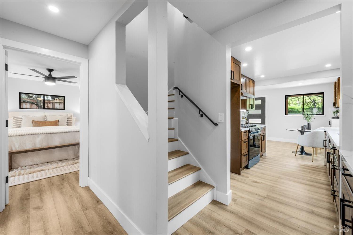 2192 First Avenue Napa, CA 94558 - Photo 27 of 81 a view of a hallway view with wooden floor and staircase