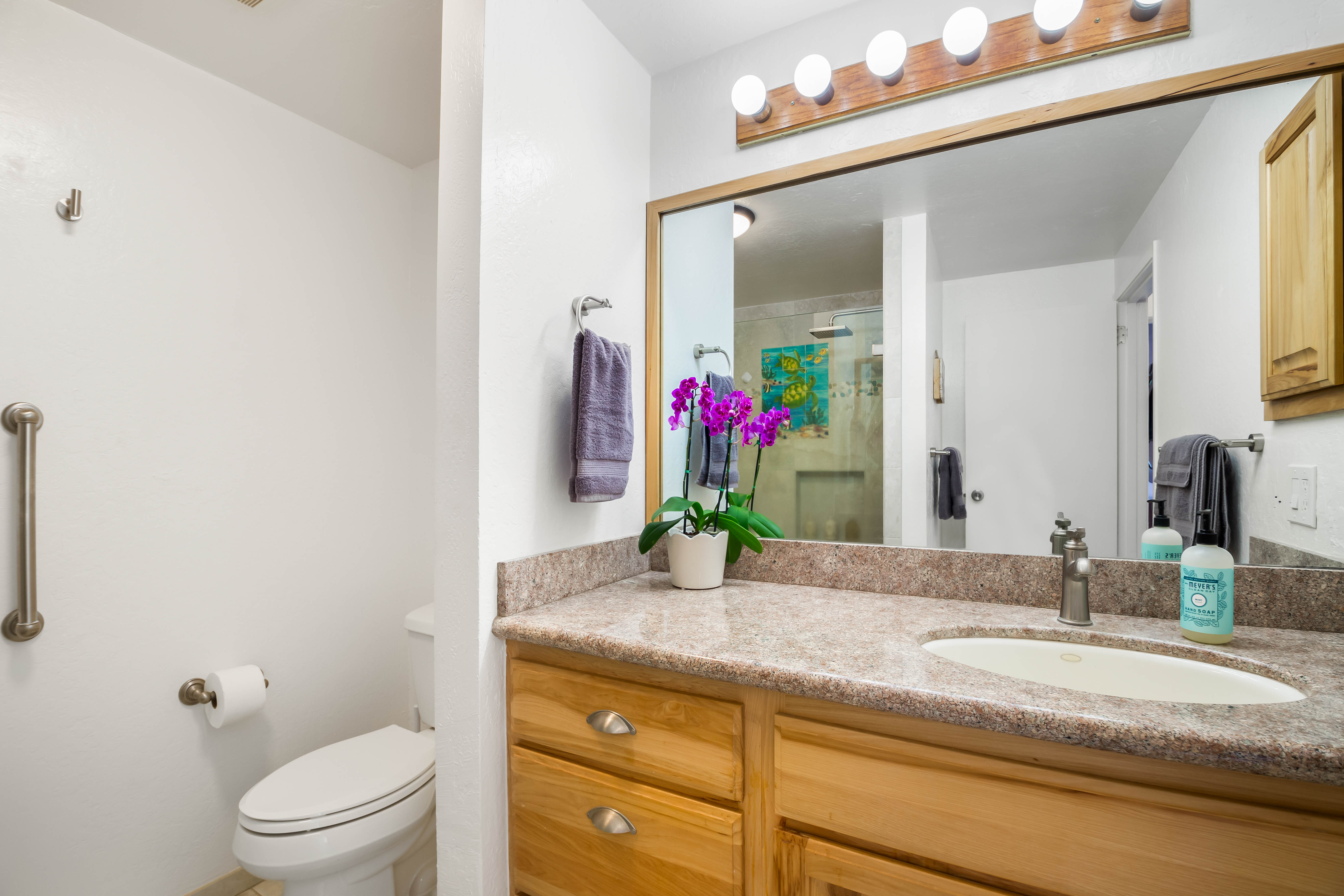 1901 Poipu Road, Unit 633 Koloa, HI 96756 - Photo 17 of 30 a bathroom with a granite countertop sink mirror vanity and toilet