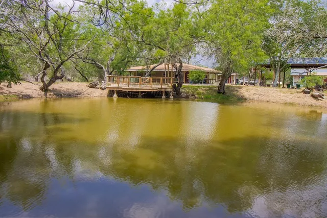 a view of a lake with houses
