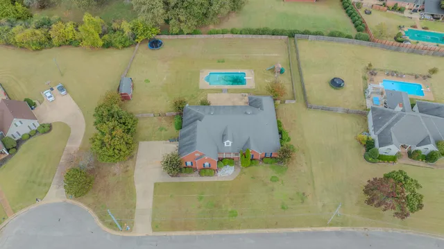 an aerial view of a house