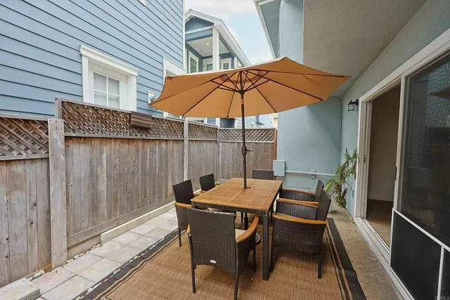 an outdoor space with patio